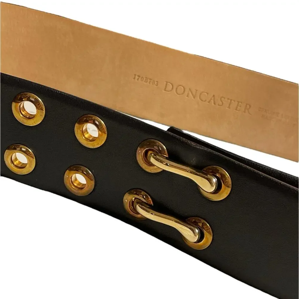 Doncaster Chocolate Brown with Gold tone Grommets Leather Belt